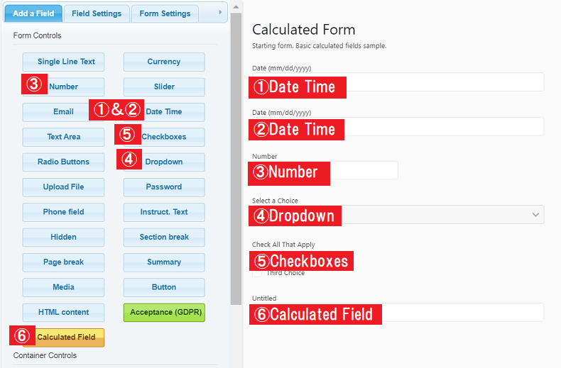 Calculated Fields Form